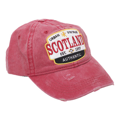 Maroon - Front - Scotland Unisex Adults Distressed Baseball Cap