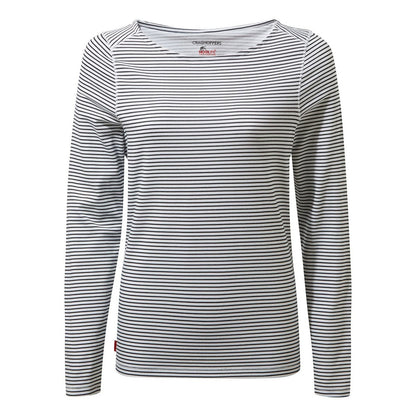 Blue Navy Stripe - Front - Craghoppers Womens-Ladies NosiLife Erin II Long Sleeved Top