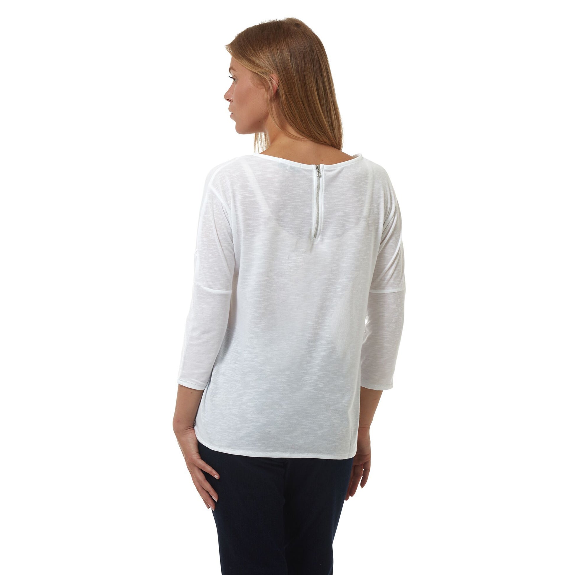 White - Side - Craghoppers Womens-Ladies Shelby Nosilife Long-Sleeved T-Shirt