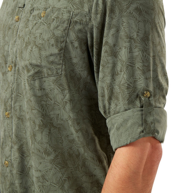 Sage Green - Close up - Craghoppers Mens Kai Nosilife Shirt