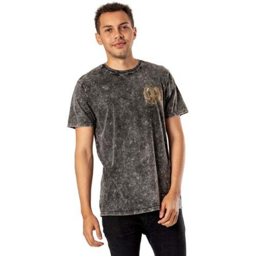 Dark Grey - Front - Harry Potter Unisex Adult Hufflepuff Acid Wash T-Shirt