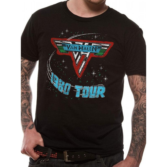 Black - Back - Van Halen Adults Unisex Adults 1980 Tour T-Shirt