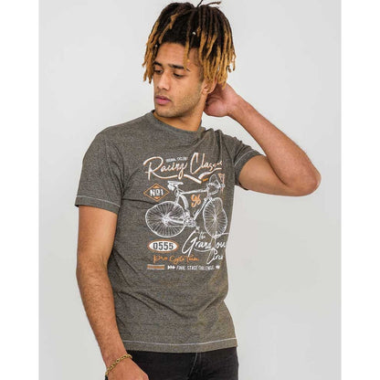 Khaki - Back - Duke Mens Eastwood D555 Bicycle Print T-Shirt