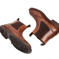 Light Brown - Back - Woodland Mens Brogue Design Gusset Dealer Boots