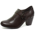 Brown - Back - Boulevard Womens-Ladies Mid Heel Buckle Shoes