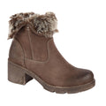 Brown Distressed - Front - Cipriata Womens-Ladies Faux Fur Zip Ankle Boot