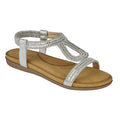 Silver - Front - Cipriata Womens-Ladies Nicole Diamante Elasticated Halter Back Sandals