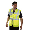 Yellow - Front - Grafters Unisex Safety Hi-Visibility Executive Waistcoat
