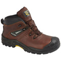 Brown - Front - Grafters Mens Conker Tumbled Leather Laced Safety Boot