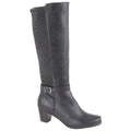 Black - Front - Cipriata Womens-Ladies Elasticated Calf High Leg Boot