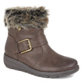 Brown - Front - Cipirata Womens-Ladies Faux Fur Coralla Ankle Boots
