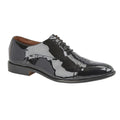 Black - Front - Kensington Classics Mens Capped Oxford Tie Patent Leather Shoes