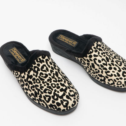 Black-Beige - Lifestyle - Sleepers Womens-Ladies Leopard Print Slippers