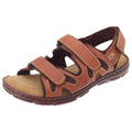 Brown - Back - Roamers Mens 3 Touch Fastening Adjustable Comfort Leather Sandals