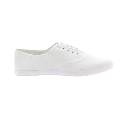 White - Back - Dek Adults Unisex Lace To Toe White Canvas Plimsolls