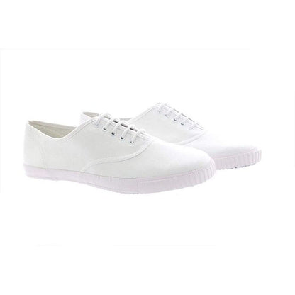 White - Side - Dek Adults Unisex Lace To Toe White Canvas Plimsolls