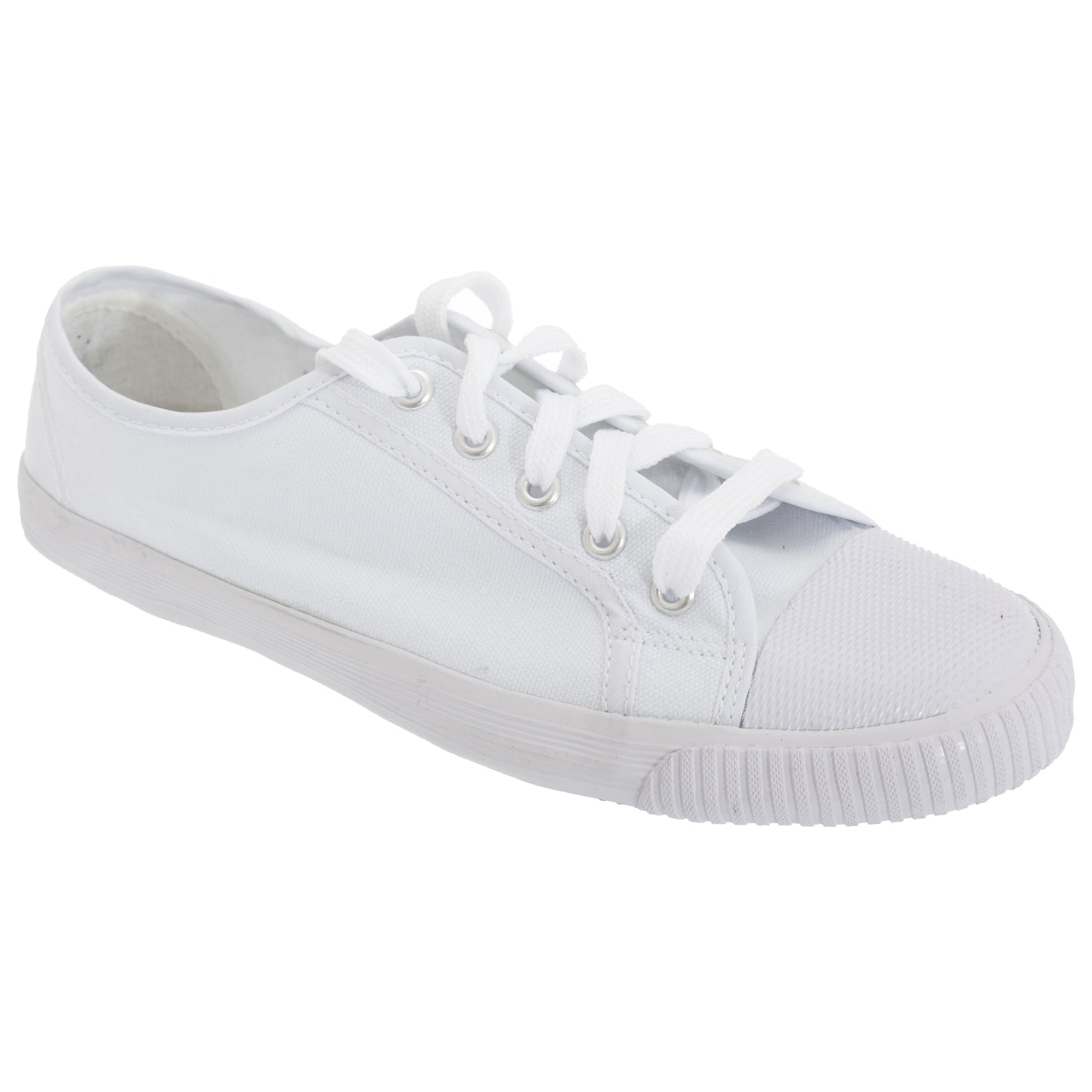 White - Front - Dek Adults Unisex Lace To Toe White Canvas Plimsolls