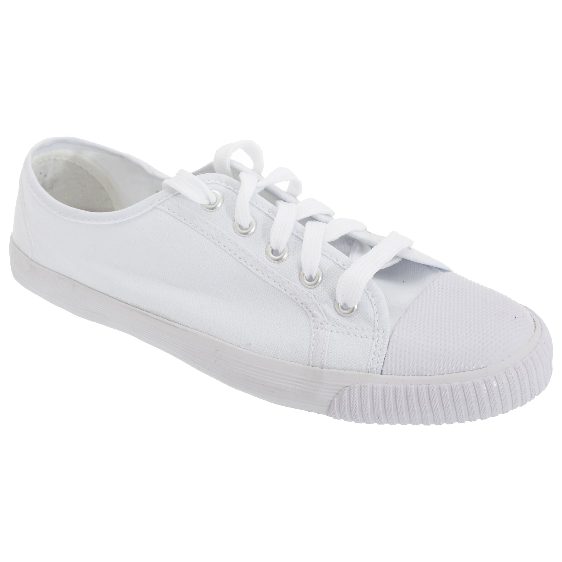 White - Front - Dek Adults Unisex Lace To Toe White Canvas Plimsolls