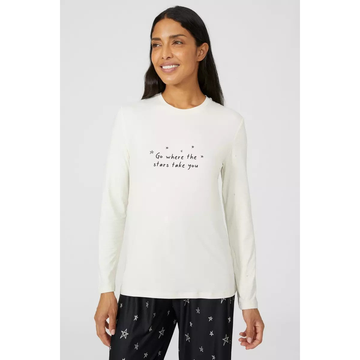 White - Side - Debenhams Womens-Ladies Go Where The Stars Take You Pyjama Set