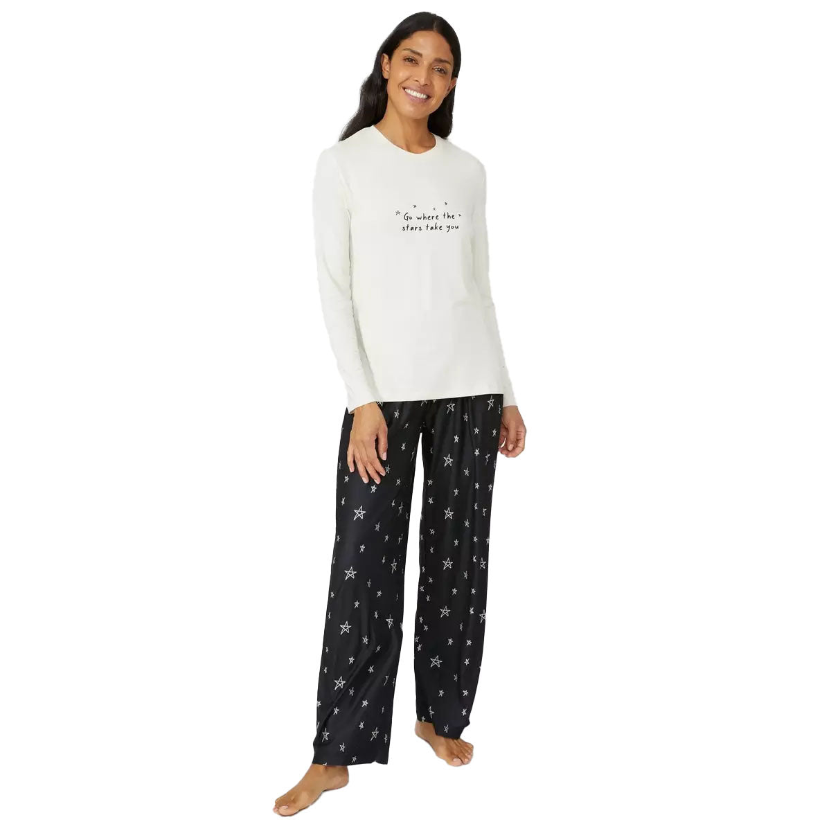 White - Front - Debenhams Womens-Ladies Go Where The Stars Take You Pyjama Set