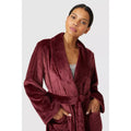 Burgundy - Side - Debenhams Womens-Ladies Sleek Shawl Collar Robe