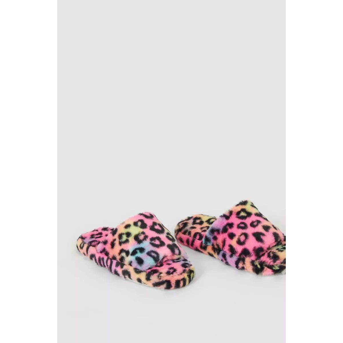 Multicoloured - Back - Blue Zoo Girls Leopard Print Slippers