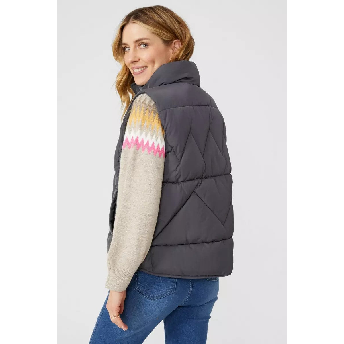 Ash Grey - Back - Mantaray Womens-Ladies Padded Gilet