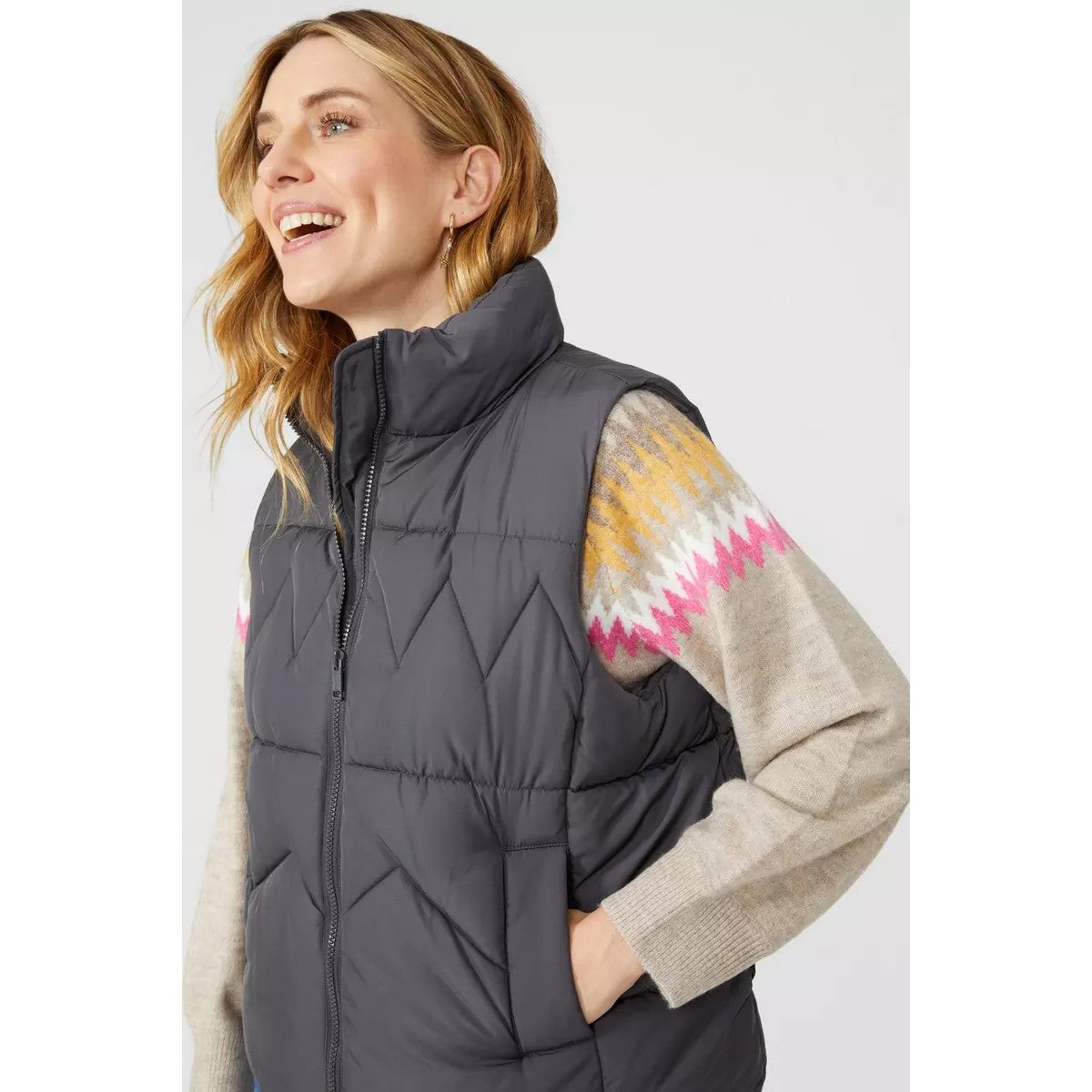 Ash Grey - Side - Mantaray Womens-Ladies Padded Gilet