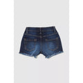 Dark Wash - Back - Blue Zoo Girls Denim Embellished Shorts