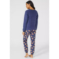 Blue-Brown - Back - Debenhams Womens-Ladies Gingerbread Man Long Pyjama Set