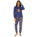 Blue-Brown - Front - Debenhams Womens-Ladies Gingerbread Man Long Pyjama Set