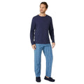 Blue - Front - Debenhams Mens Checked Brushed Grandad Collar Pyjama Set