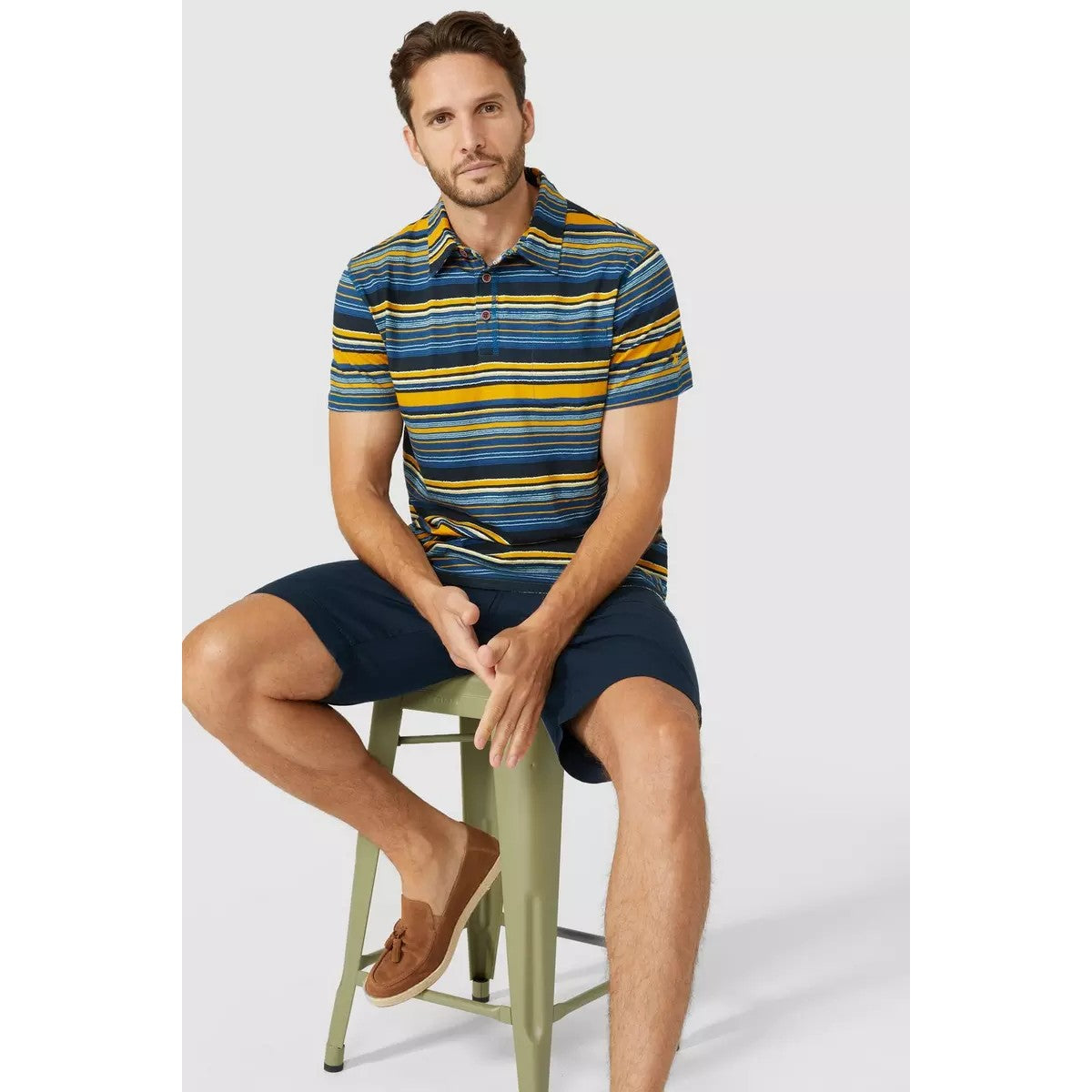 Amber - Pack Shot - Mantaray Mens Striped Polo Shirt