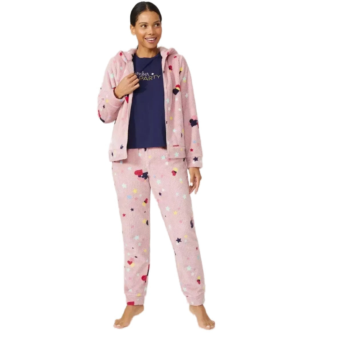Pink - Front - Debenhams Womens-Ladies Slumber Party Pyjama Set (Pack of 3)