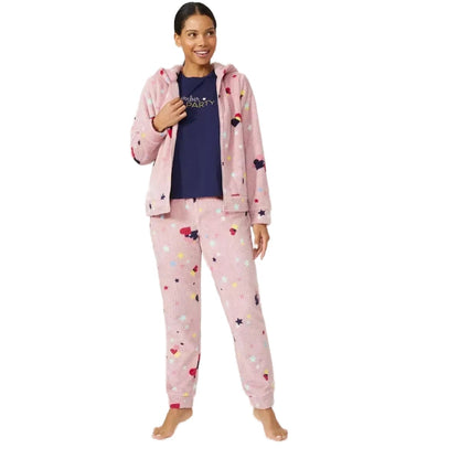 Pink - Front - Debenhams Womens-Ladies Slumber Party Pyjama Set (Pack of 3)