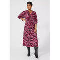 Black-Pink - Pack Shot - Principles Womens-Ladies Leopard Print V Neck Dress