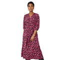 Black-Pink - Front - Principles Womens-Ladies Leopard Print V Neck Dress
