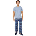Light Blue - Front - Debenhams Mens Checked Short-Sleeved Pyjama Set