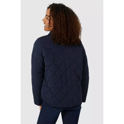 Navy - Back - Maine Womens-Ladies Quilted Curved Hem Jacket