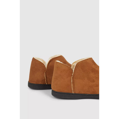 Tan - Back - Debenhams Mens Microsuede Slippers