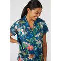 Navy - Side - Debenhams Womens-Ladies Botanical Revere Collar Pyjama Top