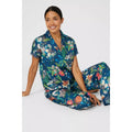 Navy - Lifestyle - Debenhams Womens-Ladies Botanical Revere Collar Pyjama Top