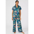 Navy - Pack Shot - Debenhams Womens-Ladies Botanical Revere Collar Pyjama Top