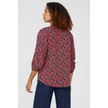 Red-Navy - Back - Maine Womens-Ladies Floral V Neck Top