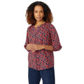 Red-Navy - Front - Maine Womens-Ladies Floral V Neck Top