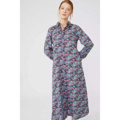Blue-Green-Red - Pack Shot - Maine Womens-Ladies Ditsy Print Midi Shirt Dress