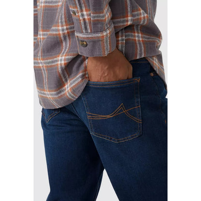 Dark Blue - Side - Mantaray Mens Dark Washed Relaxed Fit Jeans