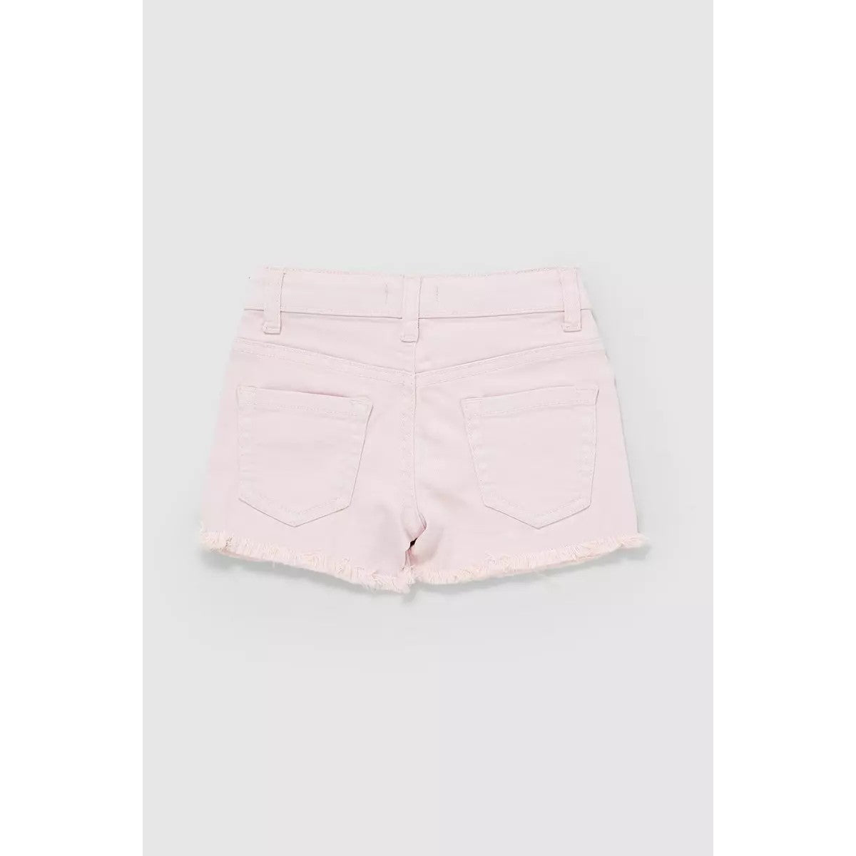 Neon Pink - Back - Blue Zoo Girls Denim Button Detail Shorts