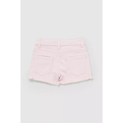 Neon Pink - Back - Blue Zoo Girls Denim Button Detail Shorts