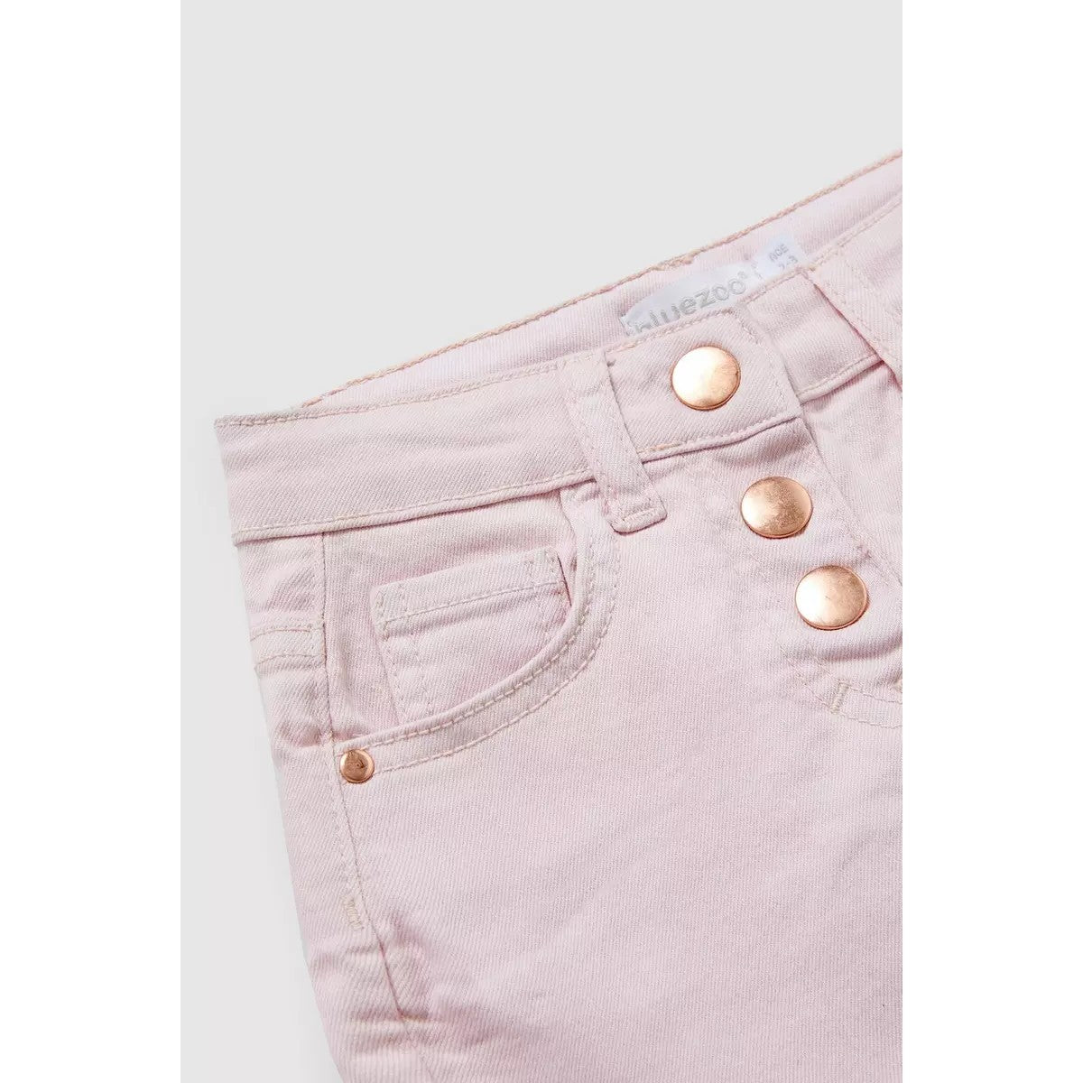 Neon Pink - Side - Blue Zoo Girls Denim Button Detail Shorts